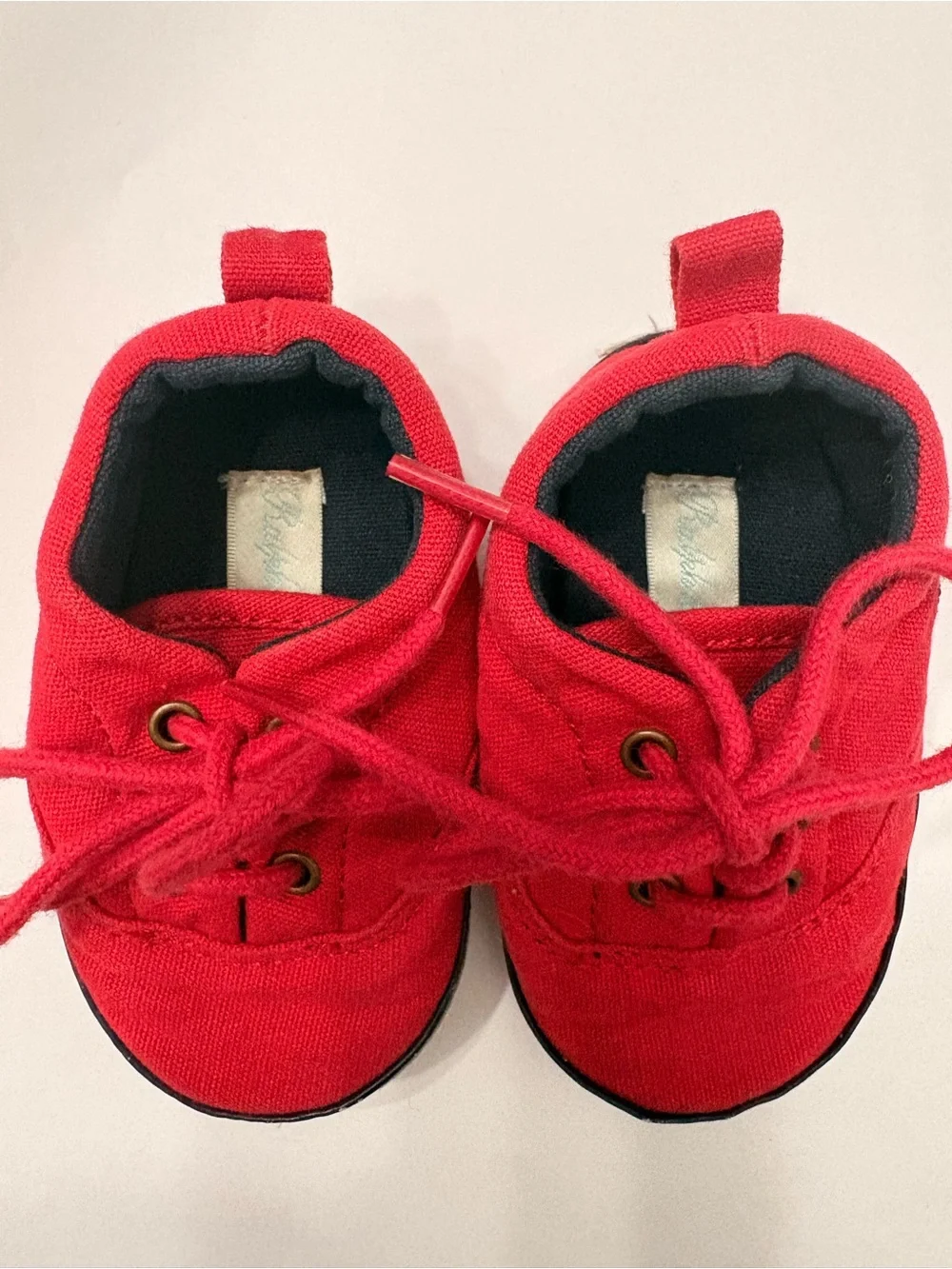 Polo by Ralph Lauren Red Canvas Baby Lace-Up Sneakers